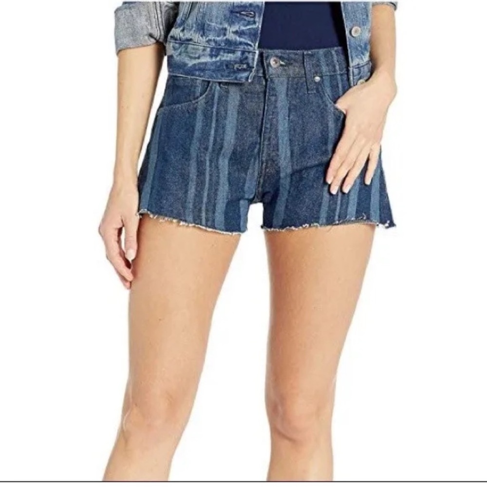 Levi’s Made & Crafted cheeky high short blue striped denim